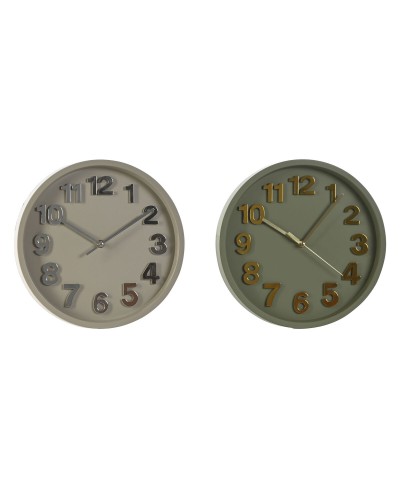 Orologio da Parete Home ESPRIT Verde Grigio PVC Città 30 x 4 x 30 cm (2 Unità)