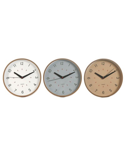 Wall Clock Home ESPRIT White Beige Grey PVC 30 x 4 x 30 cm (3 Units)