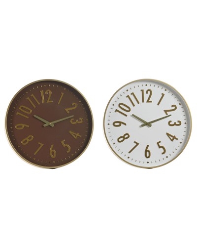 Wanduhr Home ESPRIT Weiß Braun Gold PVC 45 x 4 x 45 cm (2 Stück)