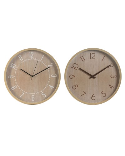 Wall Clock Home ESPRIT Natural PVC 40 x 4 x 40 cm (2 Units)