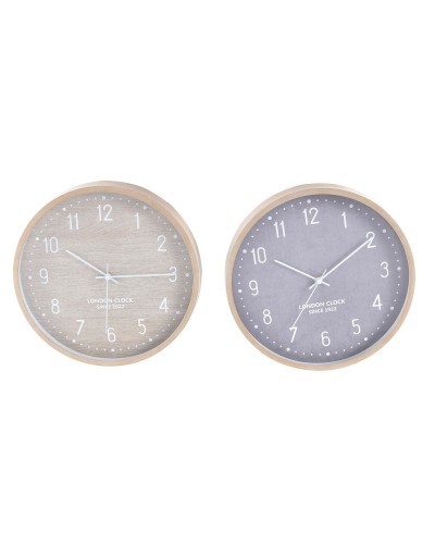 Reloj de Pared Home ESPRIT Beige Gris PVC 30 x 4 x 30 cm (2 Unidades)