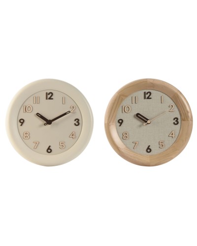 Väggklocka Home ESPRIT Beige Naturell Trä 30 x 5 x 30 cm (2 antal)