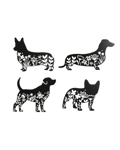 Väggdekoration Home ESPRIT Svart Hund 40 x 1 x 33 cm (4 antal)