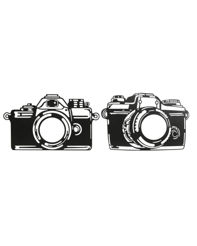 Wanddekoration Home ESPRIT Schwarz Kamera/Fotoapparat Vintage 45 x 1 x 30 cm (2 Stück)