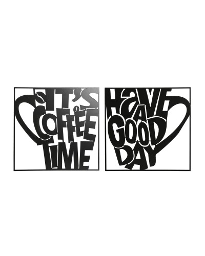 Decorazione da Parete Home ESPRIT Nero Vintage Tazza 44,5 x 1 x 44,5 cm (2 Unità)