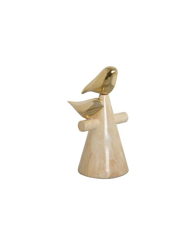 Prydnadsfigur Home ESPRIT Gyllene Elfenben Fåglar Romantisk 16,5 x 14 x 27 cm