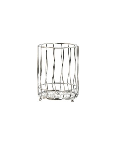 Cesto para cubiertos Home ESPRIT Plateado Metal 11.5 x 11.5 x 15.5 cm