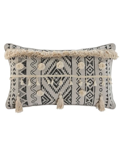 Tyyny Home ESPRIT Valkoinen Musta Boho 50 x 8 x 30 cm