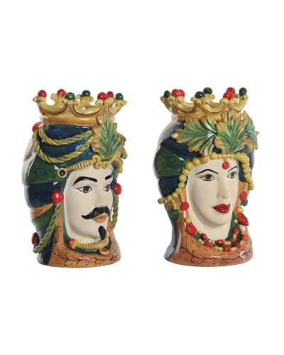 Cache-pot Home ESPRIT Vert Multicouleur Porcelaine 20 x 20 x 29 cm (2 Unités)