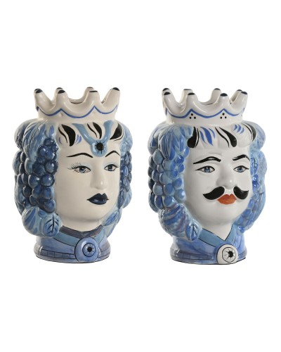 Vaso Home ESPRIT Azzurro Bianco Porcellana 15 x 15 x 26 cm