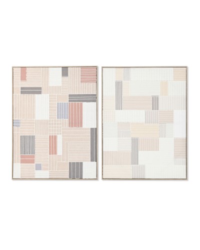 Painting Home ESPRIT Brown Beige Squared Urban 60 x 3 x 80 cm (2 Units)