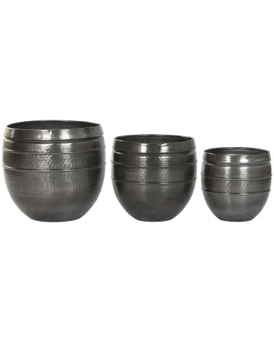 Macetero Home ESPRIT Gris Aluminio Moderno 41 x 41 x 40 cm 40 x 40 x 40,5 cm (3 Piezas)