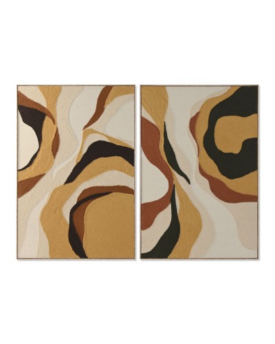 Schilderij Home ESPRIT Geel Groen Modern Stads 102 x 4,5 x 152 cm (2 Stuks)