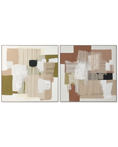 Cuadro Home ESPRIT Verde Beige Abstracto Urbano 121 x 5,2 x 121 cm (2 Unidades)