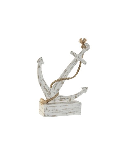 Figura Decorativa Home ESPRIT Blanco Ancla Mediterráneo Decapé 31 x 7,5 x 40 cm