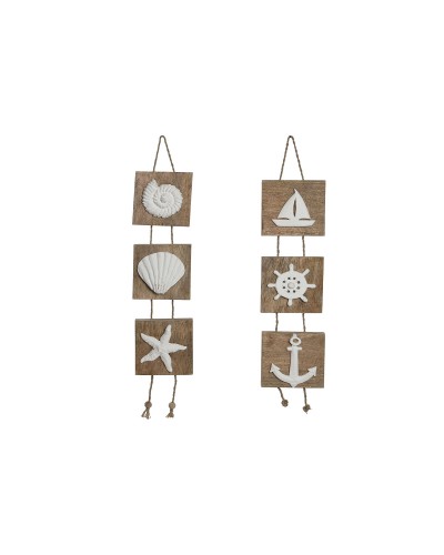 Decorazione pensile Home ESPRIT Bianco Naturale Mediterraneo 15,5 x 4 x 80 cm (2 Unità)