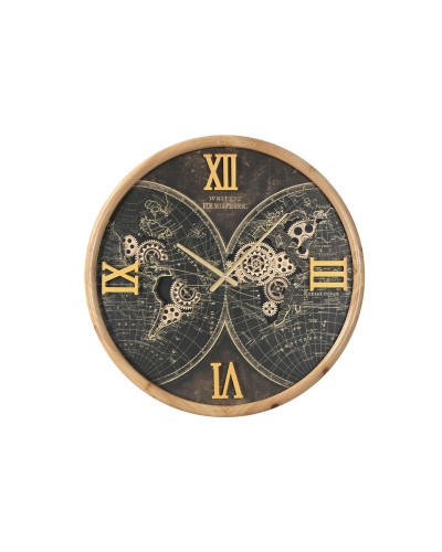 Orologio da Parete Home ESPRIT Nero Dorato Cristallo Ferro Vintage 62 x 8,5 x 62 cm