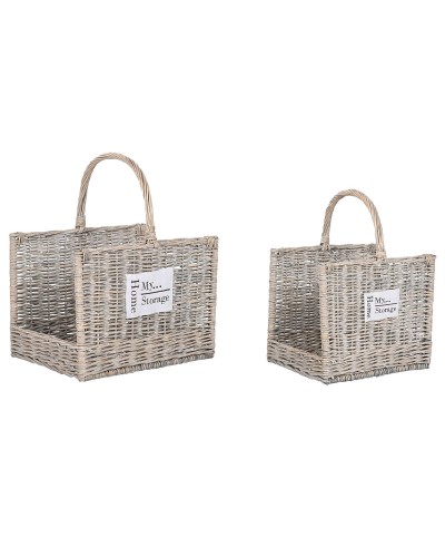 Soporte para Leña Home ESPRIT Natural Mimbre 47 x 35 x 54 cm