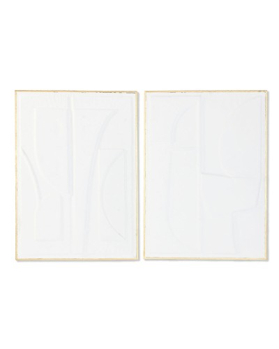 Väggdekoration Home ESPRIT Vit Gyllene Abstrakt 72,7 x 2,5 x 100,5 cm (2 antal)