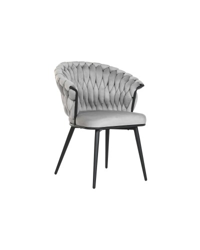 Chaise de Salle à Manger Home ESPRIT Noir Gris Polyester Métal 60 x 66 x 84 cm 66 x 60 x 84 cm