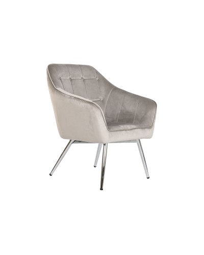 Fåtölj Home ESPRIT Grå Kräm Gyllene Silvrig Polyester Metall 74 x 74 x 90 cm 74 x 67 x 90 cm