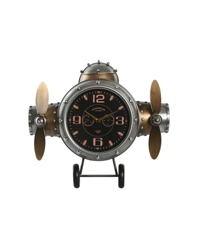 Horloge Murale Home ESPRIT Doré Argenté Métal Avion Vintage 50 x 10,5 x 49,5 cm