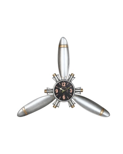 Muurklok Home ESPRIT Gouden Zilverkleurig Metaal Propellers Vintage 121 x 7 x 106 cm