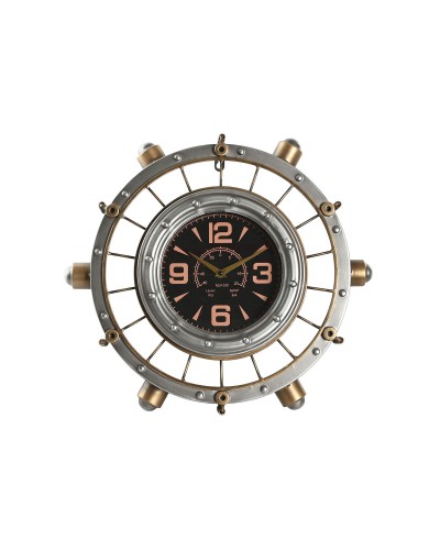 Reloj de Pared Home ESPRIT Dorado Plateado Hierro Vintage 48 x 11 x 44,5 cm