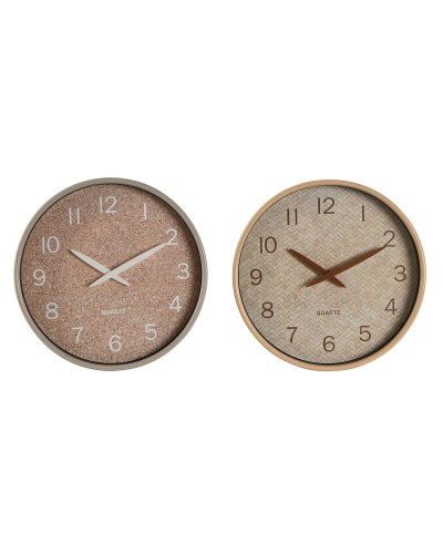 Wanduhr Home ESPRIT Braun natürlich PVC Holz 30 x 4,7 x 30 cm (2 Stück)