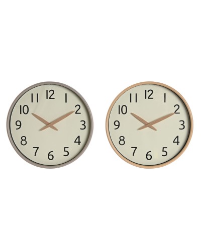 Wanduhr Home ESPRIT Beige natürlich PVC Holz 30 x 4,7 x 30 cm (2 Stück)