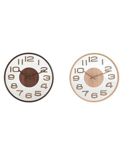 Wanduhr Home ESPRIT Braun natürlich PVC Holz 30 x 4,7 x 30 cm (2 Stück)