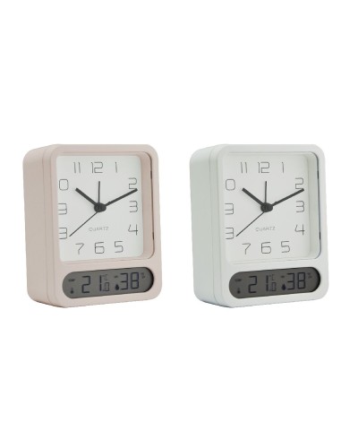 Horloge de table Home ESPRIT Blanc (2 Unités)