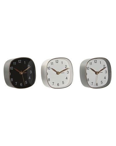 Horloge de table Home ESPRIT Blanc Noir Gris Doré Moderne (3 Unités)