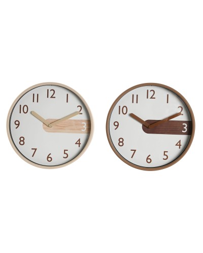Horloge Murale Home ESPRIT Marron Naturel PVC Bois 30 x 4,7 x 30 cm (2 Unités)