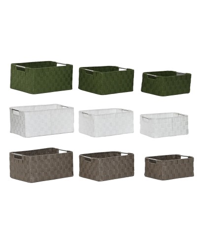 Korisetti Home ESPRIT Vihreä Harmaa Kerma Metalli polypropeeni 38 x 28 x 17 cm 3 Kappaletta (3 osaa)