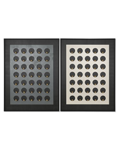 Cuadro Home ESPRIT Blanco Negro Dorado Moderno 90 x 3,5 x 120 cm (2 Unidades)