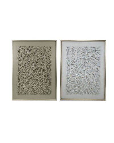 Quadro Home ESPRIT Bianco Beige Dorato Moderno Città 90 x 3,5 x 120 cm (2 Unità)