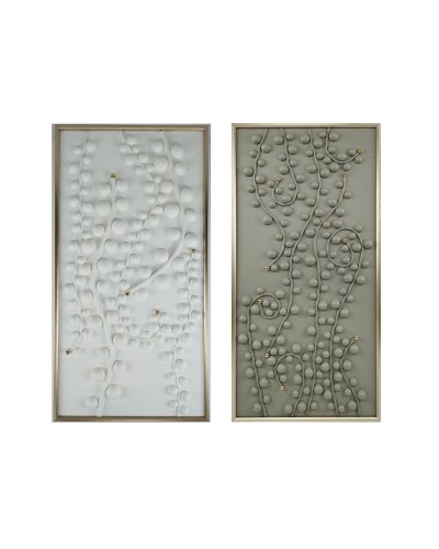 Maalaus Home ESPRIT Valkoinen Vihreä Kullattu Moderni 70 x 3,5 x 140 cm (2 osaa)