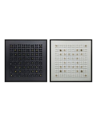 Cuadro Home ESPRIT Blanco Negro Abstracto Moderno 100 x 3,5 x 100 cm (2 Unidades)