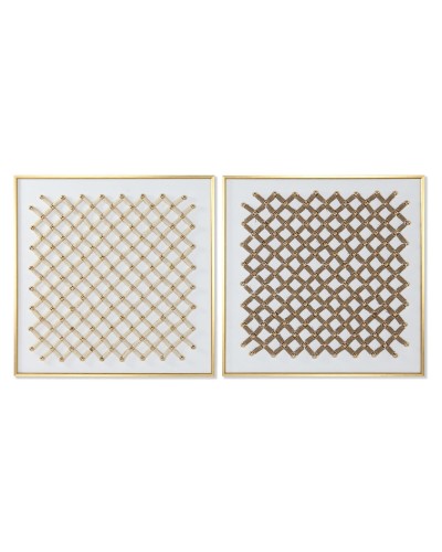 Cadre Home ESPRIT Blanc Doré Naturel Abstrait Moderne 100 x 3,5 x 100 cm (2 Unités)