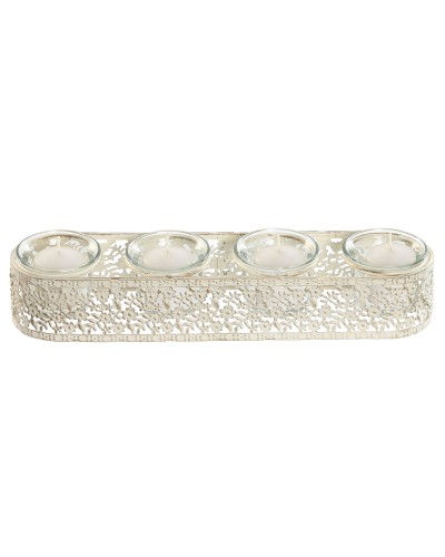 Bougeoir Home ESPRIT Crème Métal Verre 31 x 7 x 5 cm