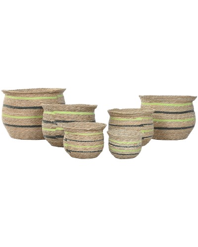 Vaso Home ESPRIT Marrone Verde Fibra Arabo 44 x 44 x 33 cm (6 Unità)