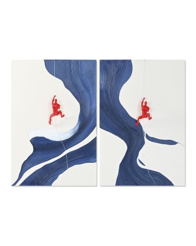 Schilderij Home ESPRIT Wit Gouden Mannen Modern 80 x 3,5 x 120 cm (2 Stuks)