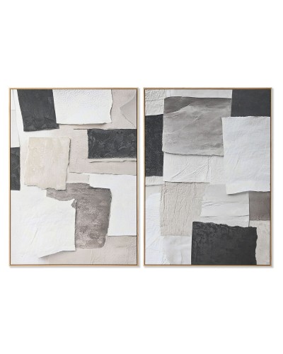 Cadre Home ESPRIT Blanc Noir Beige Abstrait 103 x 4,3 x 143 cm (2 Unités)