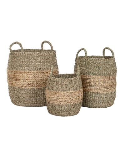Juego de Cestas Home ESPRIT Natural Jacinto de agua (3 Piezas)
