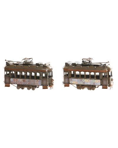 Decoratieve figuren Home ESPRIT Gouden Zilverkleurig Trein Vintage 20 x 7 x 12 cm