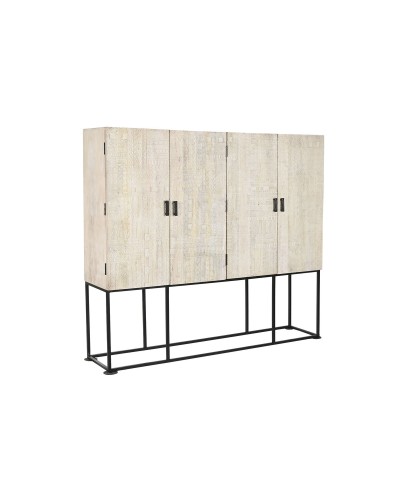 Kaappi Home ESPRIT Valkoinen Musta Metalli Mangopuu 180 x 40 x 160 cm