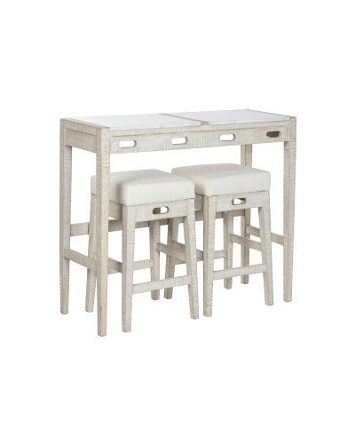 Pöytäsetti tuolilla Home ESPRIT Valkoinen Luonnollinen 112 x 40 x 96 cm