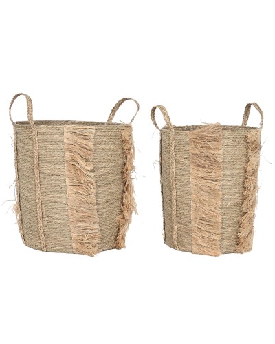 Set di Cestini Home ESPRIT Naturale Erba di mare (2 Pezzi)