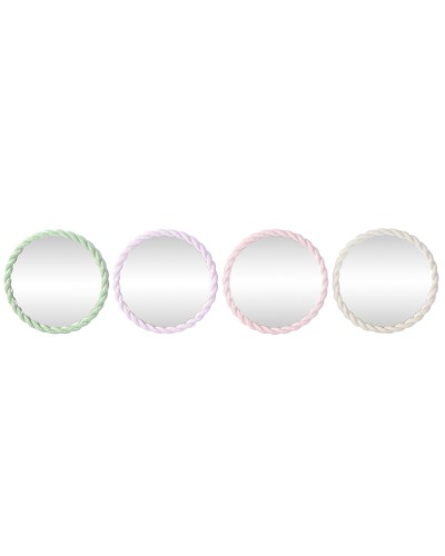 Specchio da parete Home ESPRIT Bianco Verde Rosa Lilla 44 x 3 x 44 cm (4 Unità)